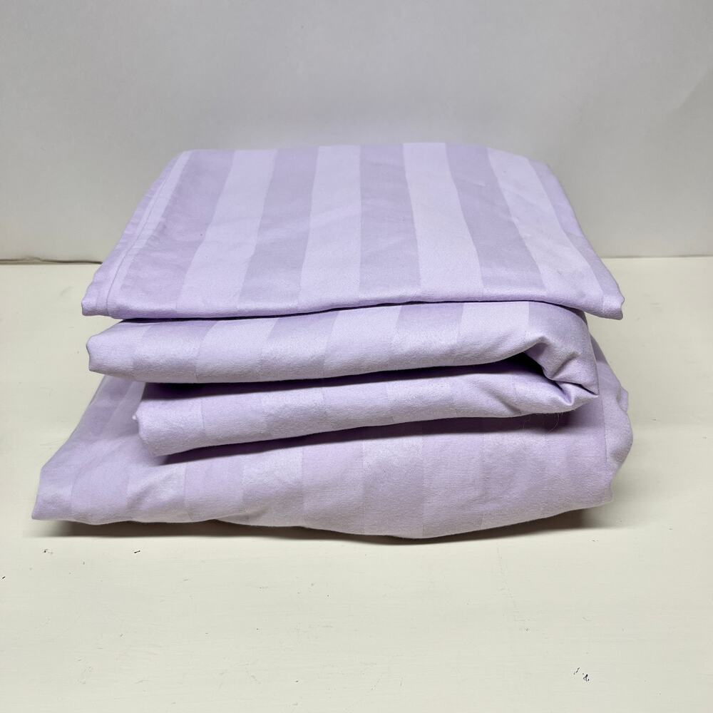 Charter Club Purple Damask Stripe Twin Size Sheet Set